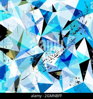 abstract geometric background pattern, with triangles, paint strokes and splashes Stock Vector