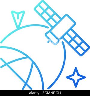 Satellite location in space gradient linear vector icon Stock Vector