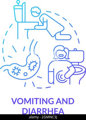 Vomiting and diarrhea blue gradient concept icon Stock Vector