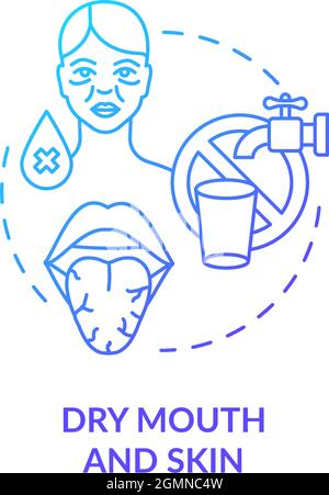 Dry mouth and skin blue gradient concept icon Stock Vector