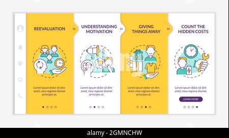 Challenging consumerism yellow onboarding vector template Stock Vector