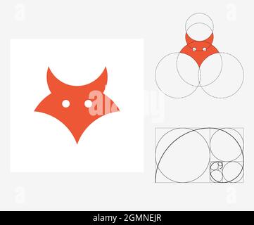 Vector fox in golden ratio style. Editable illustration Stock Vector