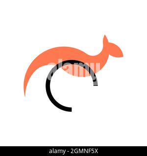 Vector kangaroo in golden ratio style. Editable illustration Stock Vector