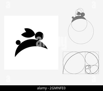 Vector rabbit in golden ratio style. Editable illustration Stock Vector
