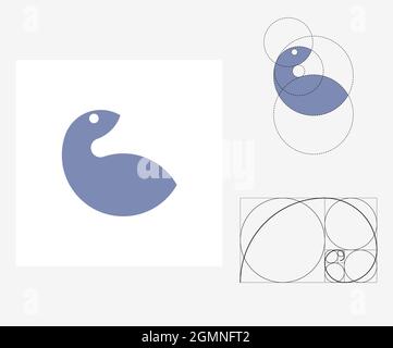 Vector squirrel in golden ratio style. Editable illustration Stock Vector