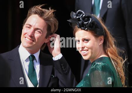 File photo dated 31/8/2019 of Princess Beatrice and her husband Edoardo Mapelli Mozzi. Princess Beatrice gave birth to a baby girl at 11.42pm on Saturday at the Chelsea and Westminster Hospital in London, Buckingham Palace has announced. Issue date: Monday September 20, 2021. Stock Photo