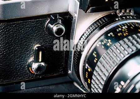 Found my old Nikon F2 with various NIKKOR lenses and made some close up photos Stock Photo