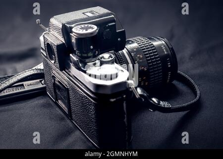 Found my old Nikon F2 with various NIKKOR lenses and made some close up photos Stock Photo