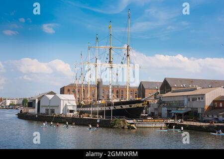 SS Great Britain Bristol, view in summer of the Brunel designed transatlantic passenger ship Great Britain moored in the Floating Harbour, Bristol, UK Stock Photo