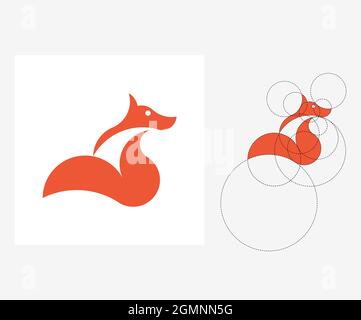 Vector fox in golden ratio style. Editable illustration Stock Vector