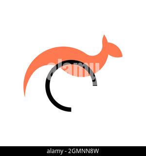Vector kangaroo in golden ratio style. Editable illustration Stock Vector