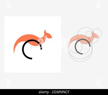 Vector kangaroo in golden ratio style. Editable illustration Stock Vector