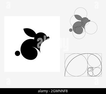 Vector rabbit in golden ratio style. Editable illustration Stock Vector