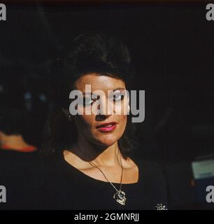 Dana Gillespie, englische Schauspielerin und Sängerin, Auftritt in Bioleks Talentshow: Show Bühne, 1984. Dana Gillespie, English actress and singer, appearance on Biolek's talent show: Show Buehne, 1984. Stock Photo