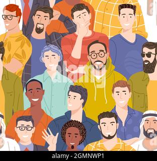Diverse male seamless vector. Stock Vector