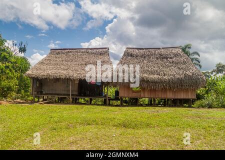 Traditional house in village Pantoja in Loreto region of Peru Stock Photo
