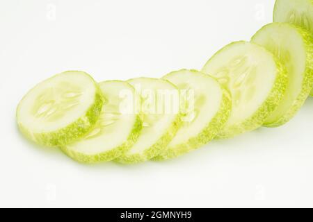 close up of cucumber slice isolated on white background Stock Photo
