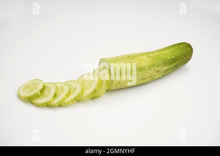 Cucumber slices isolated on white background Stock Photo