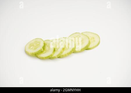 Cucumber Slice On White Background Stock Photo