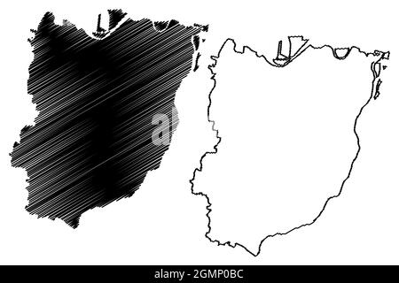 Patna district (Bihar State, division, Republic of India) map vector ...