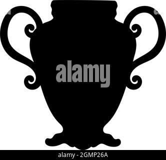 Silhouette ancient jug. Ceramic crockery. Illustration symbol icon Stock Vector