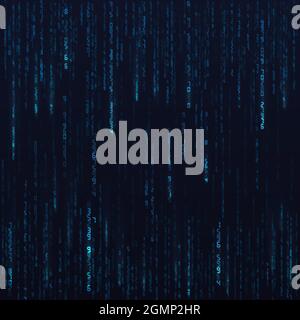 Blue hex random data stream. Matrix numbers. Big data visualisation. Sci-fi or futuristic abstract background. Vertor illustration Stock Vector