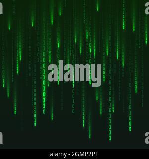 Numbers matrix generated. Digital virtual reality visualization. Green random numbers. Sci fi or futuristic backdrop. Encoded data. Vector illustratio Stock Vector