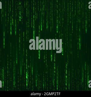 Background in a matrix style. Green random numbers. Sci fi or futuristic backdrop. Encoded data. Vector illustration Stock Vector