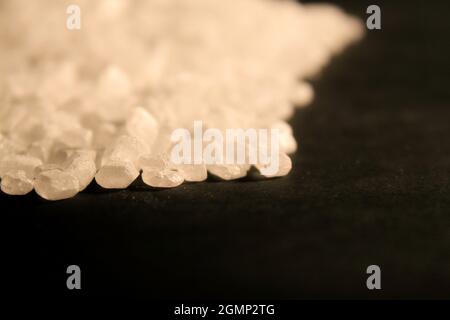 Big sugar crystals  on black background Stock Photo