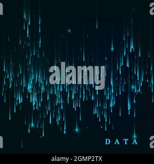 Random generated data block stream. Abstract matrix. Big data visualisation. Sci-fi or futuristic abstract background in blue colors. Vertor illustrat Stock Vector