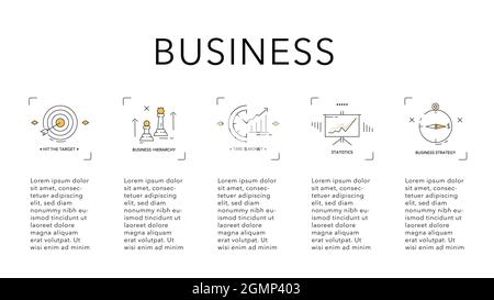 Vector illustration of management hand drawn business symbols. Stock Vector