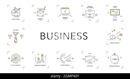 Vector illustration of management hand drawn business symbols. Stock Vector