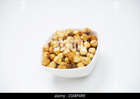 Roasted Chickpeas Isolated on White Background Stock Photo