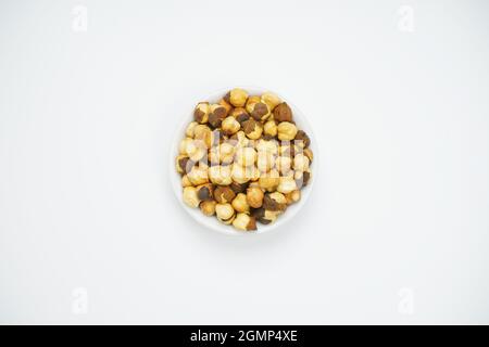Top View of Roasted Chickpea Isolated on White Background Stock Photo