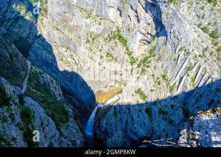 View of Longarone (PN) from the Dam of Vajont Stock Photo