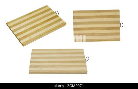 Wooden Cutting Board Isolated on White Background with Clipping Path Stock Photo