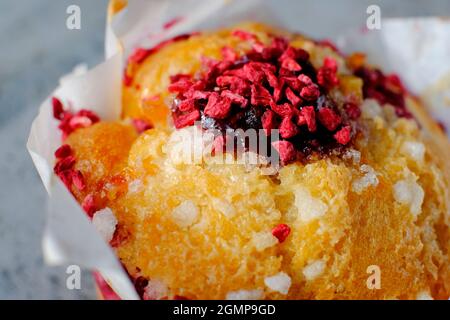 raspberry and rose flavour muffin cake Stock Photo