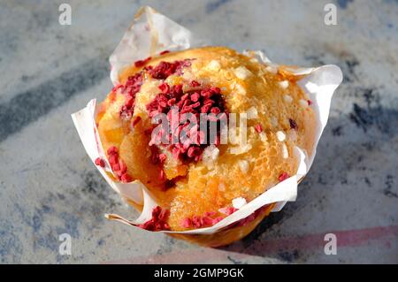 raspberry and rose flavour muffin cake Stock Photo