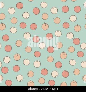 Vector seamless pattern with apples. Design with decorative hand drawn apples. Stock Vector