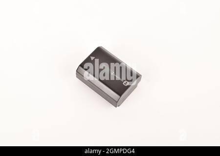 Camera battery on white background Stock Photo