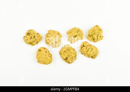 Indian Snack Methi Mathri Isolated On White Background Stock Photo