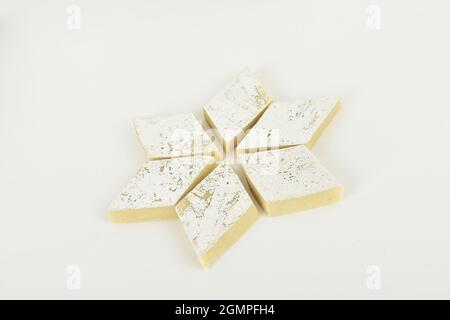 Kaju katli Isolated on White Background Stock Photo