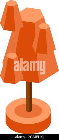 orange autumn ismetric tree vector illustration element for game design. Stock Vector