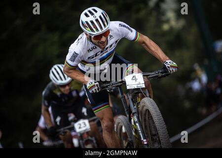 Nino Schurter of Switzerland in action during the Mercedes Benz