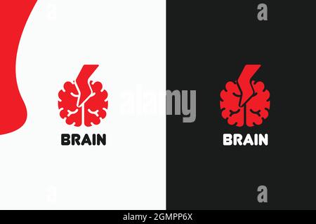 Modern Brain with bolt logo design and vector illustration logotype Stock Vector