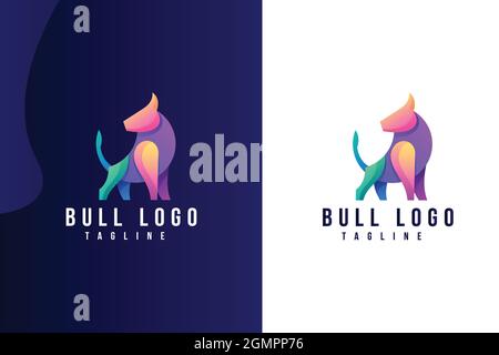 Modern Colorful bull logo design and vector illustration logotype Stock Vector