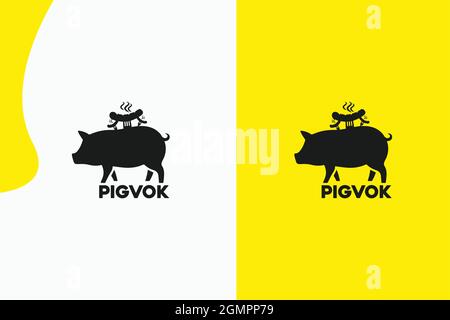 Modern Pig BBQ logo design and vector illustration logotype Stock Vector