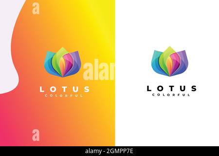 Modern Abstract Colorful Lotus Flower Creative logo design and vector illustration Stock Vector