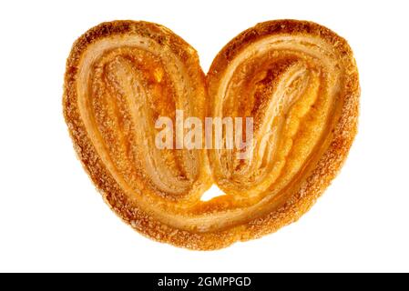 Butterfly puff pastry, Palmier cookie isolated on white background Stock Photo