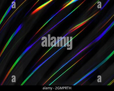 Colorful glowing waves on black background, rainbow colors in spiralshape Stock Photo